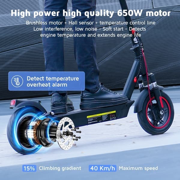 iScooter i10 650W sähköskootteri, 45 km:n toimintasäde ja 40 km/h, taitettava työmatkalla aikuisten E-skootteri karttasovelluksella ja suuntavilkulla