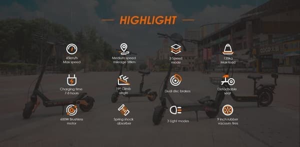 iScooter i10 Pro foldbar elektrisk scooter 800W, maks. hastighed 45 km/t, rækkevidde 60 km, Smart APP, dobbelte støddæmpere foran og bagpå