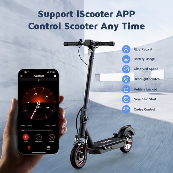 iScooter i10 Max 750W sähköskootteri, 96 km toimintasäde ja 45 km/h, 10" renkaat, taitettava työmatkaskootteri, älykäs sovellus, suuntavilkut