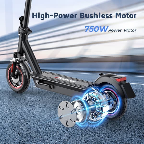 iScooter i10 Max 750W sähköskootteri, 96 km toimintasäde ja 45 km/h, 10" renkaat, taitettava työmatkaskootteri, älykäs sovellus, suuntavilkut