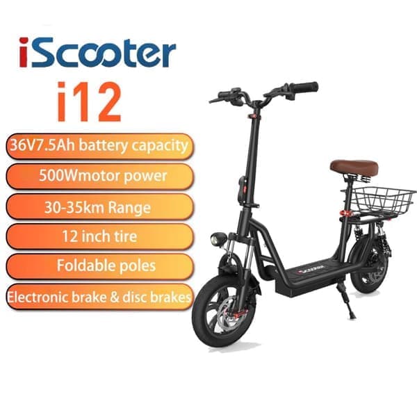 iScooter i12 2025 Seneste elektrisk scooter 500W motor 36V7.5Ah batteri foldbar elektrisk scooter City Commuter elektrisk scooter