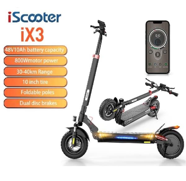 iScooter iX3 sähköskootteri aikuisille 800 W moottori 48V10Ah akku taitettava sähköskootteri 10 tuuman maastorengas City Commuter sähköskootteri