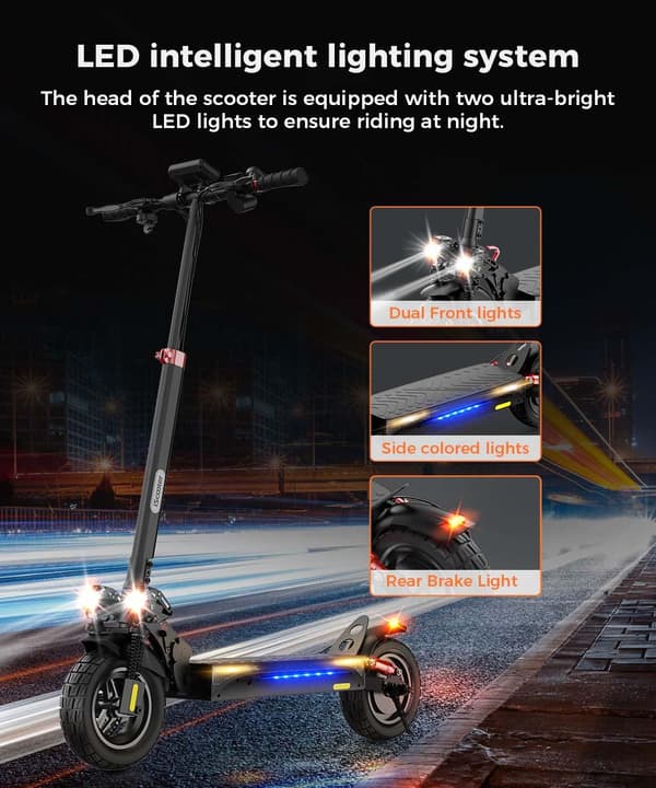iScooter iX4 sähköskootteri 10 tuuman maastoskootteri, 800 W moottori, 48V15Ah akku, maksiminopeus 45 km/h, kantama 45 km (sovellusohjaus)