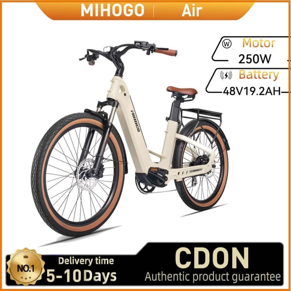 MIHOGO Air Hiilikuiturunko 250W Aikuisille Tarkoitettu Sähköpyörä Kaupunkikäyttöön 26" Puhallettavalla Renkaalla 48V 19.2AH Sähköpyörä