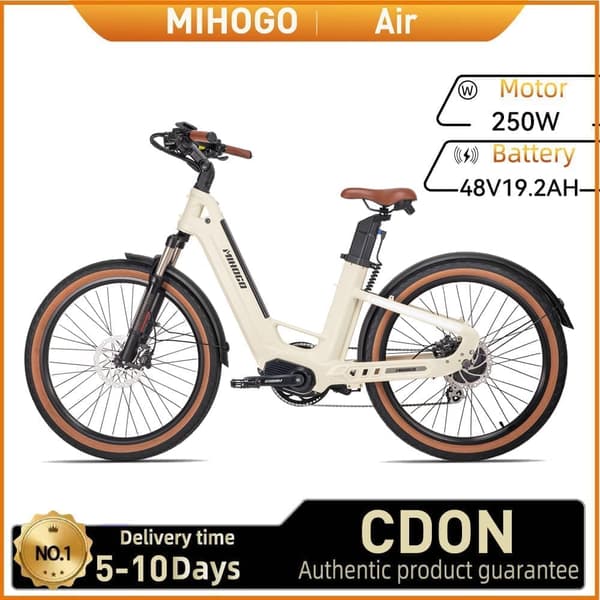 MIHOGO Air Kolfiberram 250W Elcykel För Vuxna 48V19.2AH Stads-elcykel 26" Uppblåsbara Däck Elcykel Elcykel