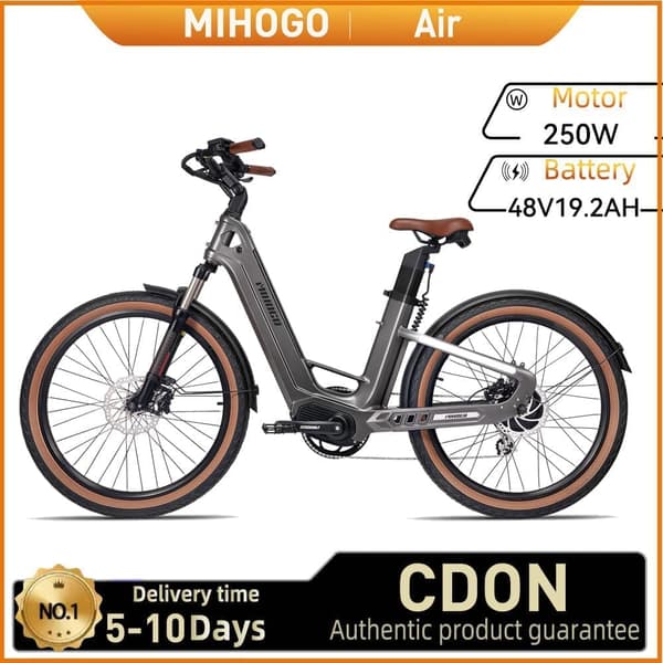 MIHOGO Air Hiilikuiturunko Aikuisille Tarkoitettu Sähköpyörä 250W Kaupunkisähköpyörä 26" Ilmatäytteinen Rengas 48V19.2AH Sähköpyörä