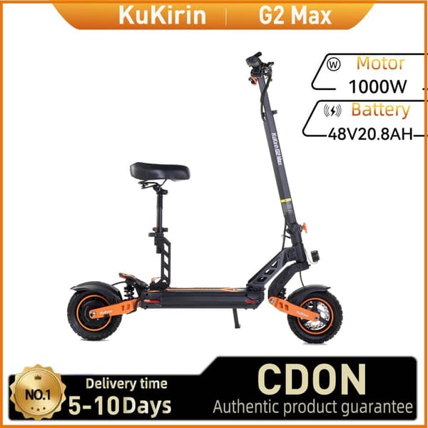 KuKirin G2 Max aikuisille tarkoitettu sähköpotkulauta 1000 W 48 V 20,8 Ah akkukäyttöinen sähköpotkulauta 10 tuuman renkailla
