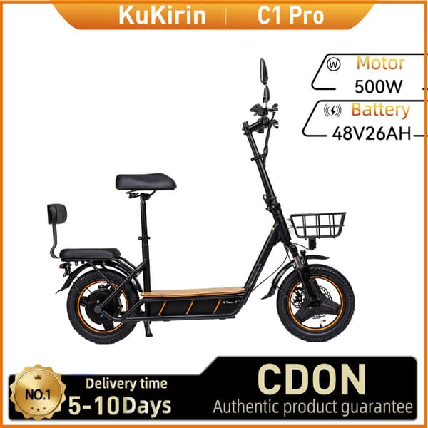 Kukirin C1Pro Aikuisten Sähköpotkulauta 500 W Kaupunkimatkapyörä, Sähköpotkulauta 48V26 Ah Akulla, Taitettava Sähköpotkulauta 14 Tuuman Renkaalla