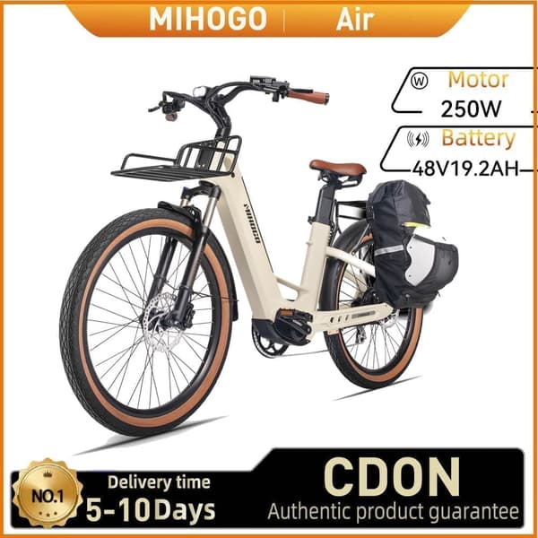 MIHOGO Air Carbon Fiber Frame -Sähköpyörä aikuisille, 250 W, 48 V19,2 Ah, 26 Tuuman Puhallettavalla Renkaalla Ja Kaupunkisähköpyörällä