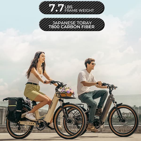 MIHOGO Air Elcykel För Vuxna 250W Elcykel Med Kolfiberram 48V19.2AH Elcykel För Stad 26" Uppblåsbara Däck Elcykel