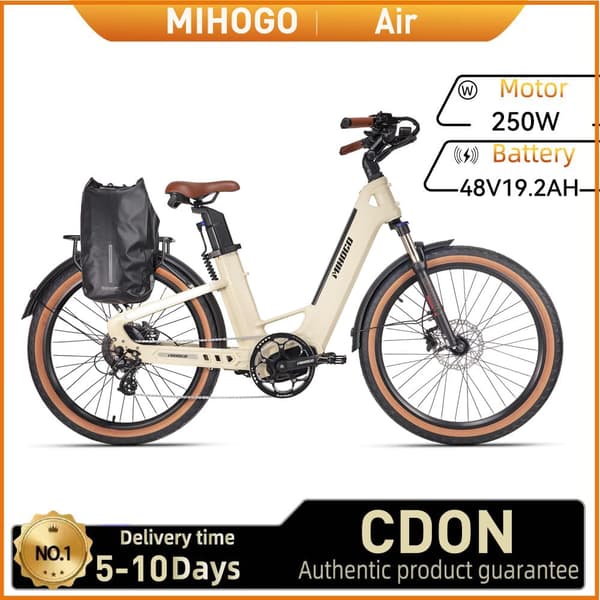 MIHOGO Air Elcykel För Vuxna 250W Elcykel Med Kolfiberram 48V19.2AH Elcykel För Stad 26" Uppblåsbara Däck Elcykel