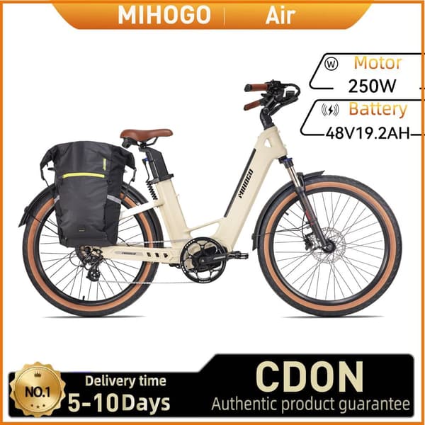 MIHOGO Air Aikuisten Sähköpyörä 250W Hiilikuiturunkoinen Sähköpyörä 48 V 19,2 Ah Kaupunkisähköpyörä 26 Tuuman Puhallettavalla Renkaalla