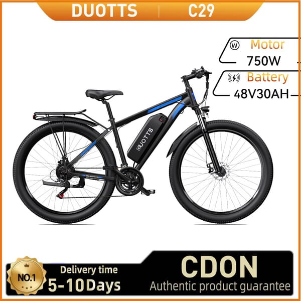 DUOTTS C29 Sähköpyörä Aikuisille 750W Moottoripyörällä, Kaupunkisähköpyörällä, 48 V30 Ah Akulla, 29 Tuuman Renkaalla