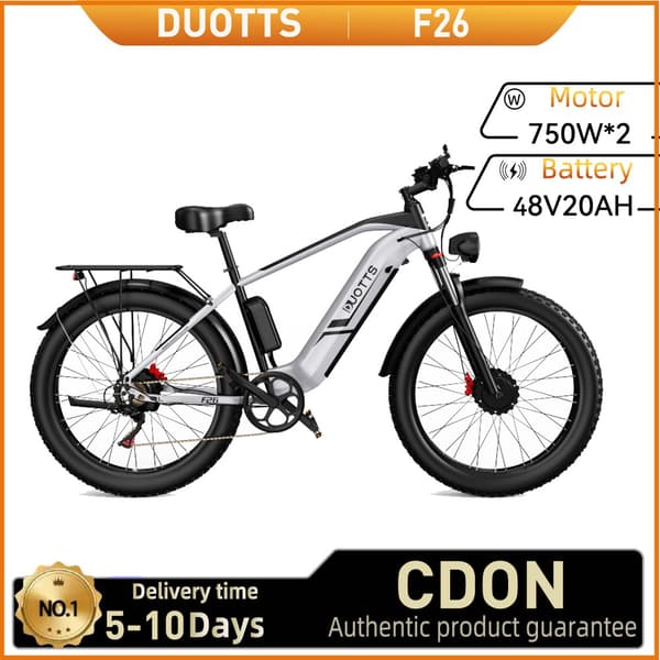 DUOTTS F26 City Commuter E-Bike 750W*2 Moottorilla Varustettu Aikuisten Sähköpyörä 48V20AH Akkusähköpyörä 26 Tuuman Paksurenkainen Sähköpyör