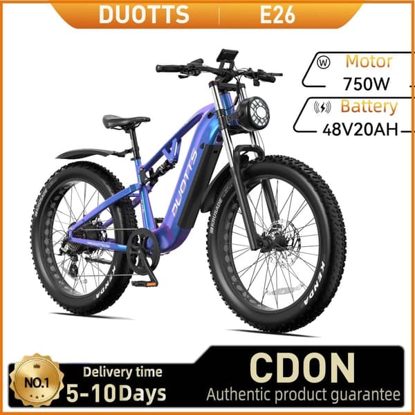 DUOTTS E26 Elcykel 750W Motor Elcykel 48V20AH Batteri El-Mountainbike 26 Tum Fat Tire Vuxen Elcykel