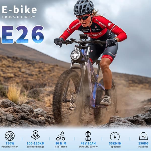 :DUOTTS E26 Elcykel För Vuxna 750W Motor El-mountainbike 48V20AH Batteri Elcykel 26 Tum Elcykel Med Feta Däck