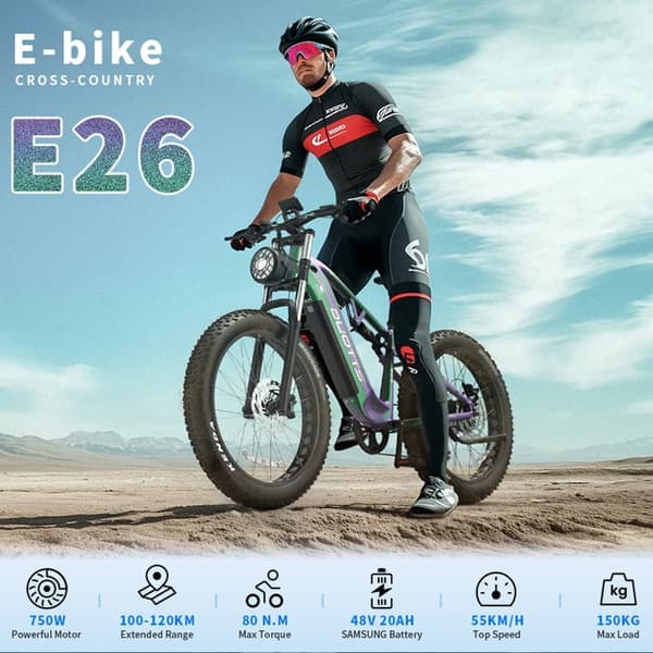 DUOTTS E26 Elcykel För Vuxna 750W Motor Elcykel 48V20AH Batteri El-mountainbike 26 Tum Elcykel Med Feta Däck