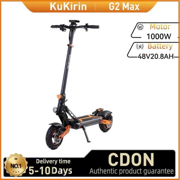 KuKirin G2 Max Aikuisille Tarkoitettu Sähköpotkulauta 1000W Maastoon,Sähköpotkulauta,55km/h,Huippunopeus,Taitettava Sähköpotkulauta, 10 Tuuman Rengas