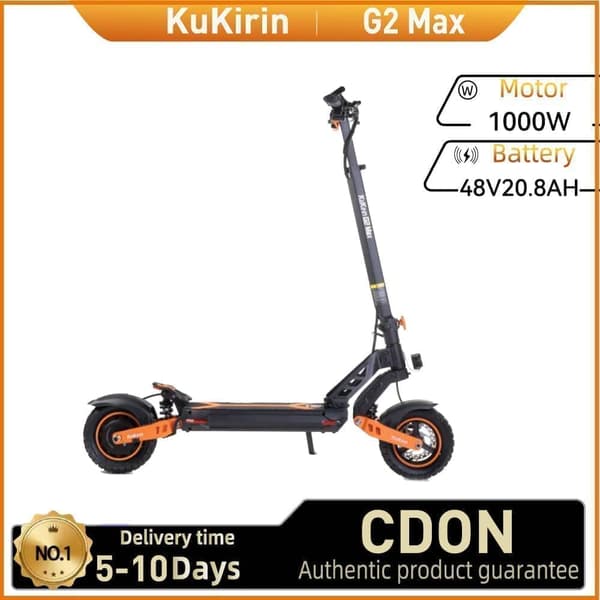 KuKirin G2 Max Aikuisille Tarkoitettu Sähköpotkulauta 1000 W Moottorilla, 48V20,8 Ah Akulla, Taittuvalla Sähköpotkulaudalla, Huippunopeus 55 km/h