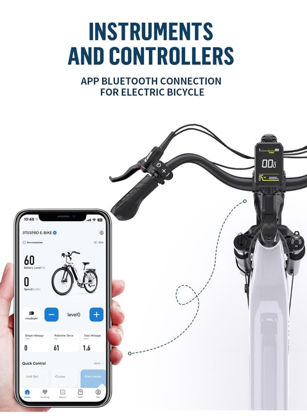 Onesport OT05 Pro elektrisk cykel 250W, rækkevidde 140 km, Shimano 7-trins, drejningsmomentsensorer, LCD-skærm med Bluetooth