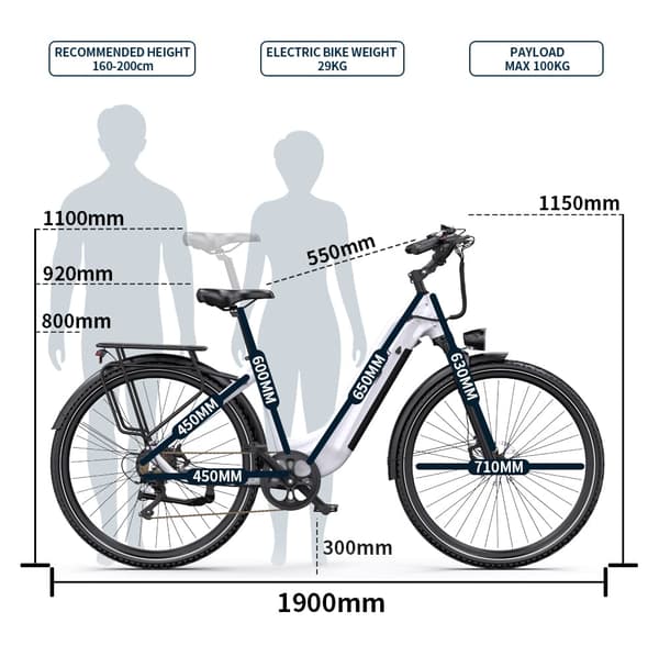 Onesport OT05 Pro elektrisk cykel 250W, rækkevidde 140 km, Shimano 7-trins, drejningsmomentsensorer, LCD-skærm med Bluetooth