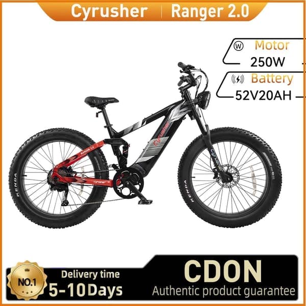 Cyrusher Ranger 2.0 All-Terrain Ebike 250W Moottorilla Varustettu Aikuisten Sähköpyörä 52V20Ah Akkusähköpyörä 26 Tuuman Paksurenkainen Sähköpyörä