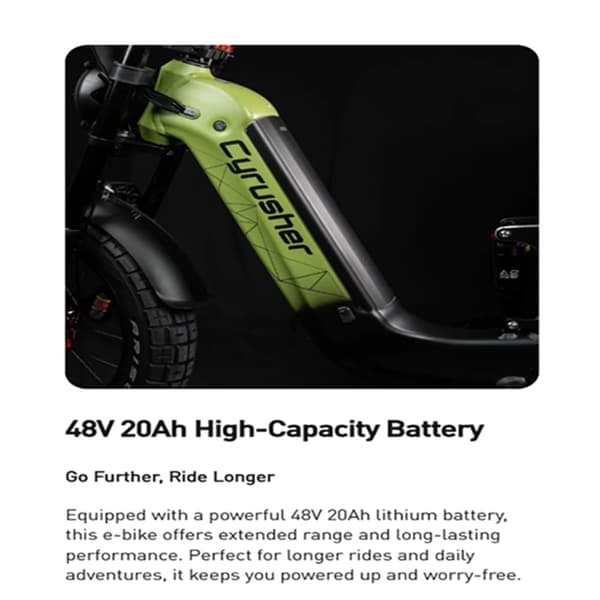Cyrusher Kommoda 3.0 Elcykel För Vuxna 250W Motor Terrängcykel 48V 20Ah Batteri Elcykel 20 Tum Elcykel Med Feta Däck