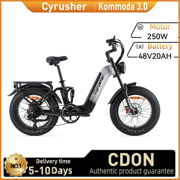 Cyrusher Kommoda 3.0 Elcykel För Vuxna 250W Motor Terrängcykel 48V 20Ah Batteri Elcykel 20 Tum Elcykel Med Feta Däck