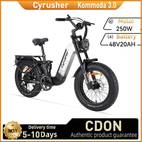 ：Cyrusher Kommoda 3.0 Terrängcykel 250W Motor Elcykel För Vuxna 48V20Ah Batteri Elcykel 20 Tums Elcykel Med Feta Däck