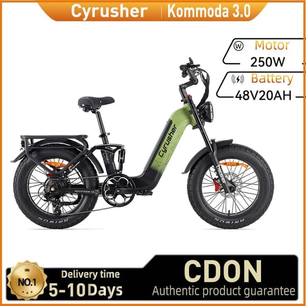 Cyrusher Kommoda 3.0 El-Mountainbike 250W Elcykel För Vuxna 48V20Ah Batteri Elcykel 20 Tum Elcykel Med Feta Däck