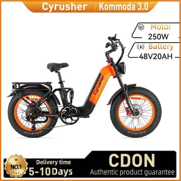 Cyrusher Kommoda 3.0 Elcykel För Vuxna 250W Motor Terrängcykel 48V20Ah Batteri Elcykel 20 Tums Feta Däck Elcykel