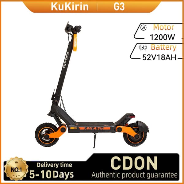 KuKirin G3 Aikuisille Tarkoitettu Sähköpotkulauta 1200 W:n Maastoon, 52 V:n ja 18 Ah:n Akulla, 10 Tuuman Renkailla Ja Sähköpotkulaudalla
