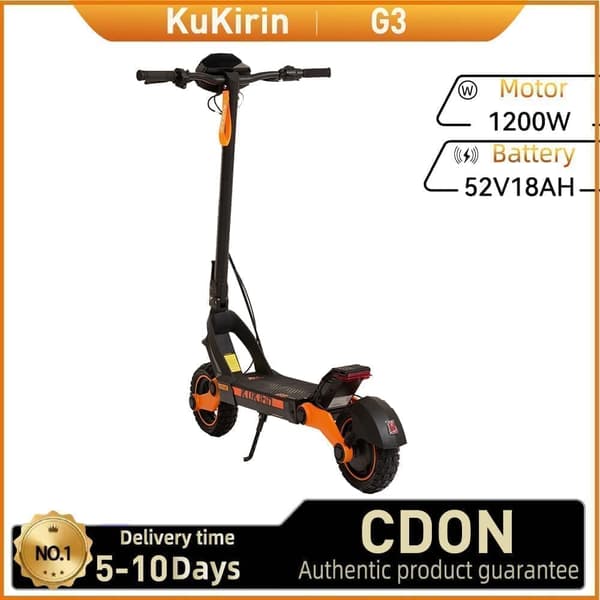 KuKirin G3 Elscooter För Vuxna, 1200W Motor, Terrängscooter, 52V, 18Ah Batteri, Topphastighet 45 km/h Hopfällbar Elsparkcykel