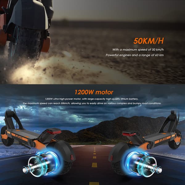 KuKirin G3 Maastopyöräinen Sähköpotkulauta 1200W Aikuisille Huippunopeus 45km/h Taittuva Sähköpotkulauta 10 Tuuman Rengas