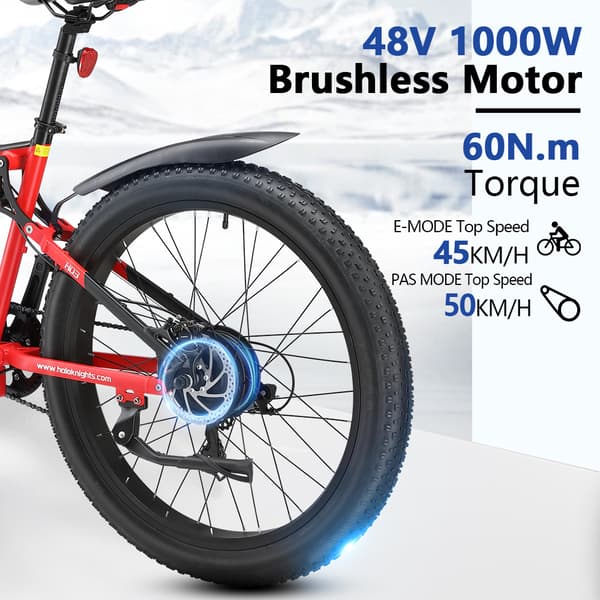 HALO KNIGHT H03 Elcykel För Vuxna 1000W Motor Elcykel 48V 19.2Ah Batteri Elcykel För Män 27.5 Tum Med Feta Däck Elcykel För Terrängbruk