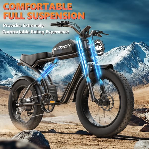 :KICKWEY K7 Miesten Sähkömaastopyörä 500 W:n Moottorilla, Sähköpyörä 48 V:lla, 18,2 Ah:n Akulla, 20 Tuuman Paksurenkaisella Sähköpyörällä Aikuisille