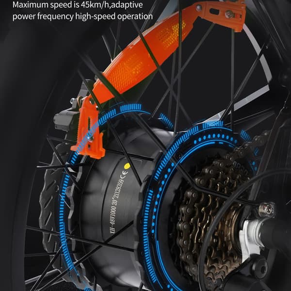 Ridstar H20 Sähköpyörä Aikuisille 1000 W Moottorilla, Taittuvalla Sähköpyörällä, 48 V 14 Ah Akulla Ja 20 Tuuman Paksurenkaisella Sähköpyörällä