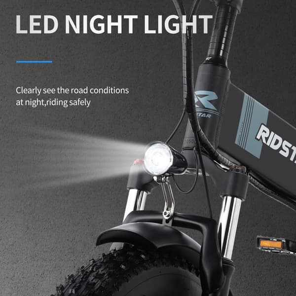 Ridstar H20 Sähköpyörä Aikuisille 1000 W Moottorilla, Taittuvalla Sähköpyörällä, 48 V 14 Ah Akulla Ja 20 Tuuman Paksurenkaisella Sähköpyörällä