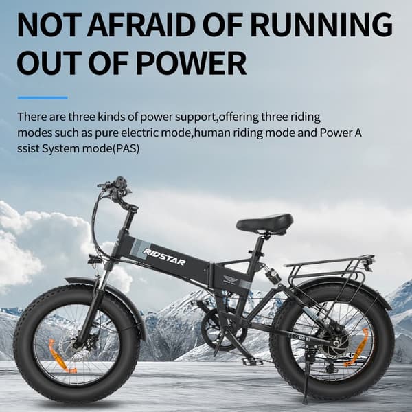 Ridstar H20 Aikuisten Sähköpyörä 1000 W:n Moottoripyörä, Kaupunkisähköpyörä 48 V 14 Ah:n Akulla, Sähköpyörä 20 Tuuman Paksurenkaisella Sähköpyörällä