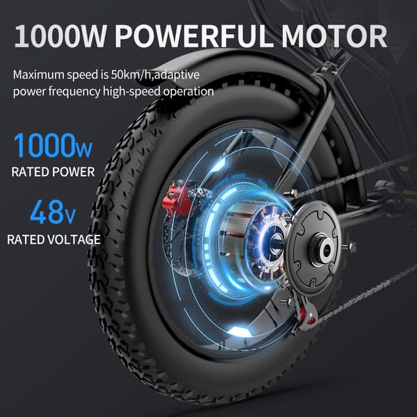 Ridstar Q20 Elcykel För Vuxna 1000W Motor Elcykel 48V20AH Batteri Terrängcykel 20 Tums Elcykel Med Feta Däck