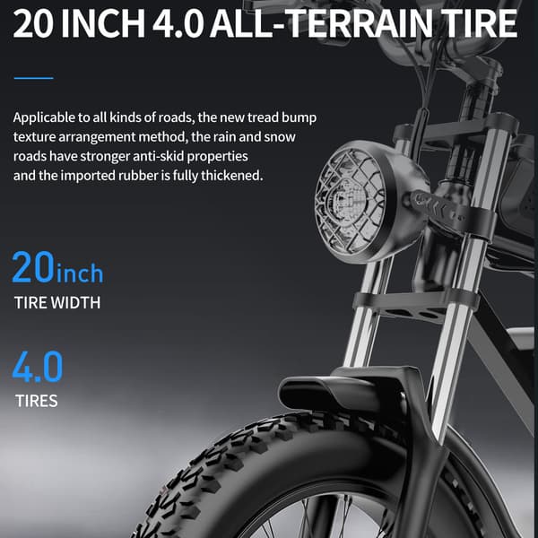 Ridstar Q20 Elcykel För Vuxna 1000W Motor Elcykel 48V20AH Batteri Terrängcykel 20 Tums Elcykel Med Feta Däck