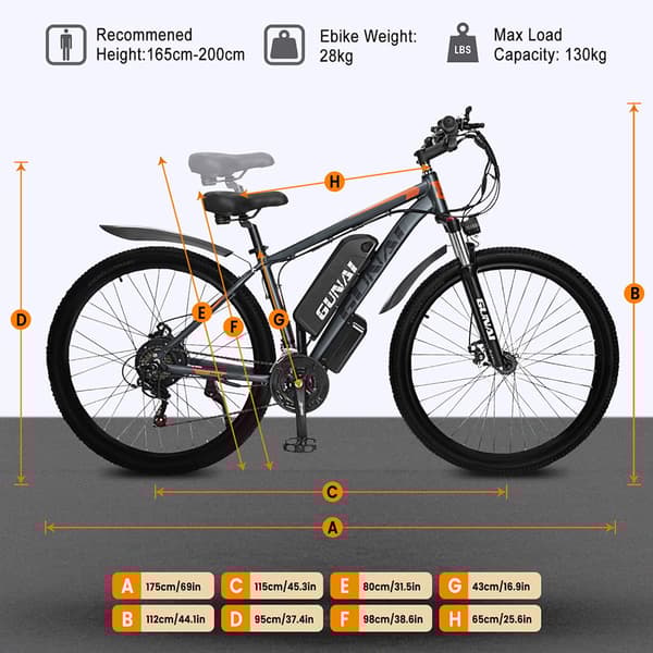GUNAI GN29 Electric Mountain Cycle 750W Motor Ebike 48V15Ah Batteri Mäns E-Mountain Ebike 29 tum, 21Speed, Mäns elektriska cykel