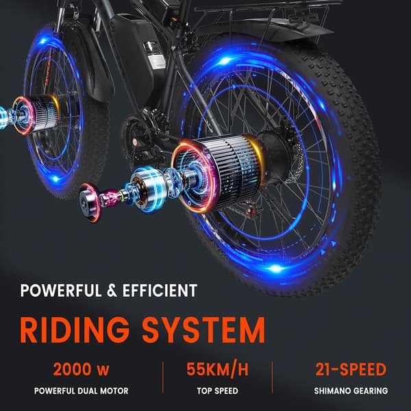 GUNAI GN88 48V23Ah Miesten polkupyörä 26 tuuman rasvapyörä Sähköpyörä Mountain Bike 2000W Moottoripyörä Miesten sähköpyörä