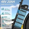 Pikkukuva 5 / 11: Ridstar MN-26 Sähköpyörä Aikuisille 750W Moottorilla, 48 V, 20 Ah Akulla, Sähköpyörä 26 Tuuman Paksuilla Renkailla, Kaupunkisähköpyörä