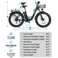 Pikkukuva 10 / 11: Ridstar MN-26 Sähköpyörä Aikuisille 750W Moottorilla, 48 V, 20 Ah Akulla, Sähköpyörä 26 Tuuman Paksuilla Renkailla, Kaupunkisähköpyörä