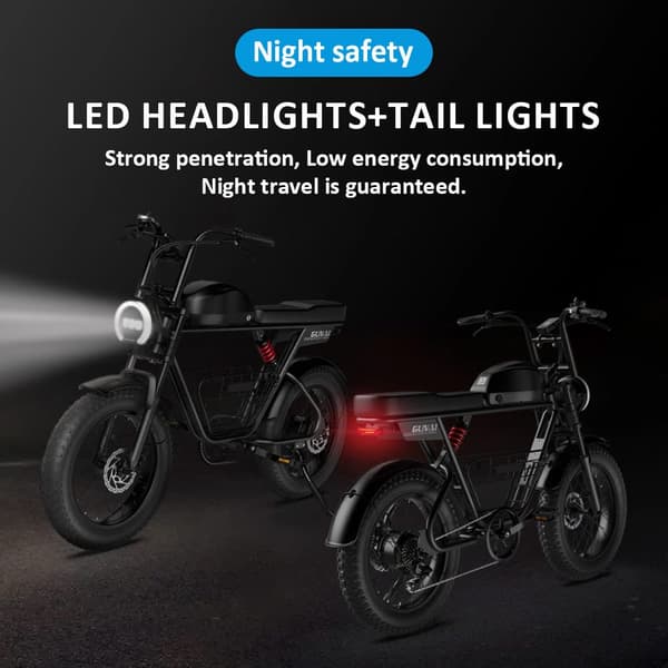 GUNAI T 20 Tums Fettdäck Dubbelmotor Elektrisk Mountainbike, 48V 21AH Batteri, 21 Hastigheter Bakhjulsdrift