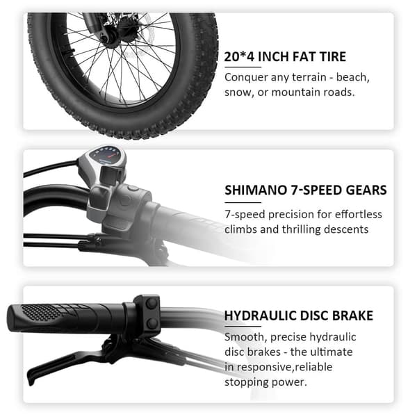 GUNAI T 20 Tums Fettdäck Dubbelmotor Elektrisk Mountainbike, 48V 21AH Batteri, 21 Hastigheter Bakhjulsdrift