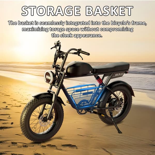 GUNAI T 20 Tums Fettdäck Dubbelmotor Elektrisk Mountainbike, 48V 21AH Batteri, 21 Hastigheter Bakhjulsdrift