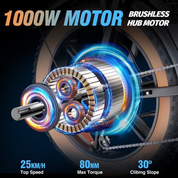 Ridstar CR20 Sähköpyörä Aikuisille 1000W Moottorilla, Sähköpyörä 48 V20 Ah Akku, Sähkömaastopyörä, 20 Tuuman Paksurenkainen Sähköpyörä