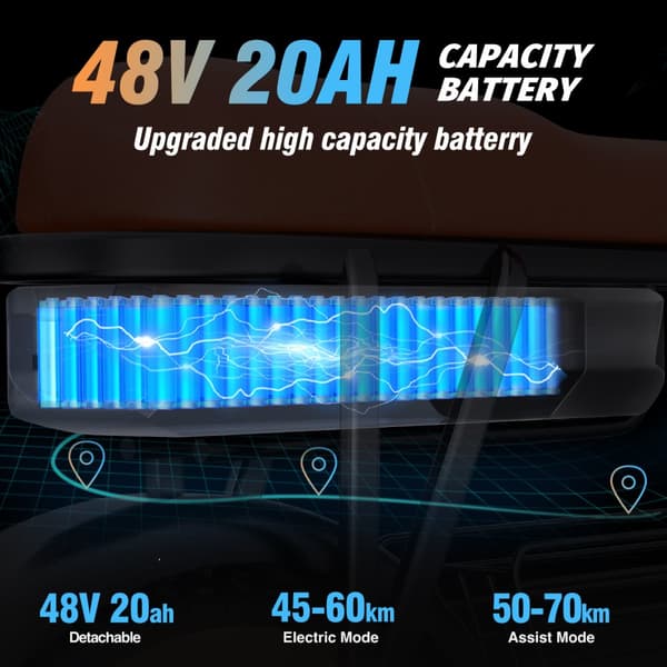 Ridstar CR20 Sähköpyörä Aikuisille 1000W Moottorilla, Sähköpyörä 48 V20 Ah Akku, Sähkömaastopyörä, 20 Tuuman Paksurenkainen Sähköpyörä